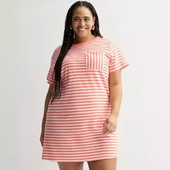 Платье-футболка большого размера из махрового полотенца Sonoma Goods For Life, цвет coral small stripe