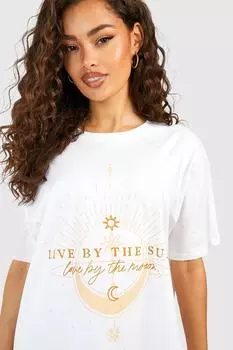 Платье-футболка celestial оверсайз Boohoo, белый