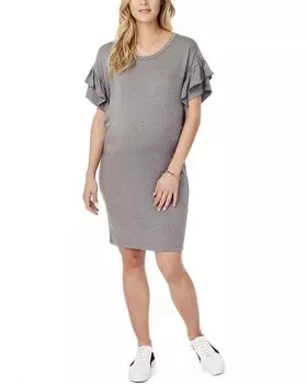 Платье-футболка для беременных Ingrid & Isabel с оборками на рукавах ingrid + isabel, серый