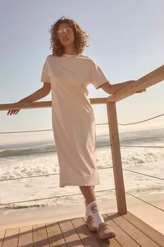 Платье футболка из 100% хлопка Self., экрю