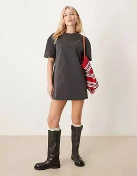 Платье-футболка из денима черного цвета ASOS DESIGN