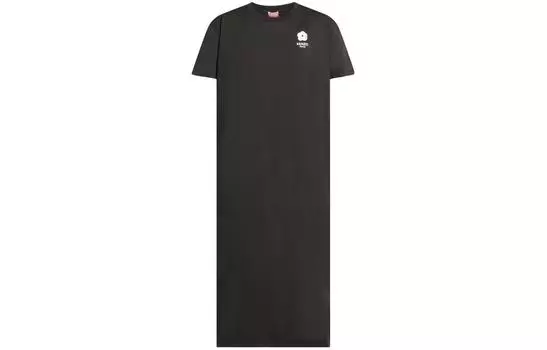 Платье-футболка из хлопка с цветочным принтом Boke KENZO, черный