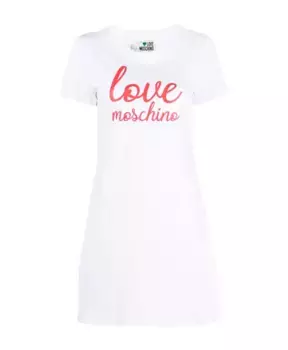 Платье Футболка из хлопка с логотипом Love Moschino, белый