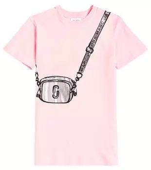 Платье-Футболка из хлопкового джерси с принтом Marc Jacobs, розовый