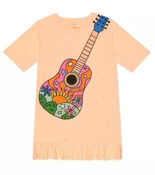 Платье-футболка из хлопкового джерси с принтом Stella McCartney Kids, оранжевый
