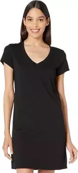 Платье-футболка из хлопкового модала с V-образным вырезом Michael Stars, черный