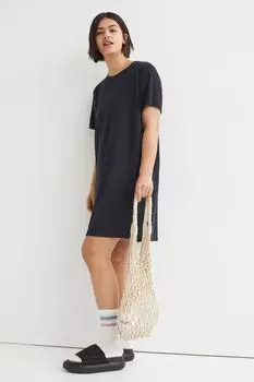 Платье-футболка из махровой ткани H&amp;M, темно-синий
