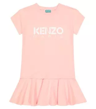 Платье-футболка из смесового хлопка с логотипом Kenzo, розовый