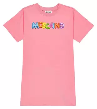 Платье-футболка из смесового хлопка с логотипом Moschino, розовый