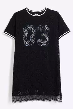 Платье футболка кружевное для девочек River Island, черный