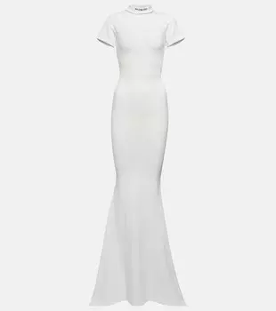 Платье-футболка макси из смесового хлопка BALENCIAGA, белый