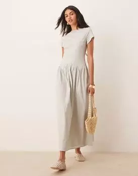 Платье-футболка макси с заниженной талией ASOS DESIGN в полоску