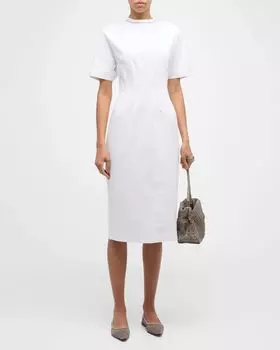Платье-футболка миди из джерси с отделкой Monili-Trim Corset Techno Couture Brunello Cucinelli, цвет C159 White Monile