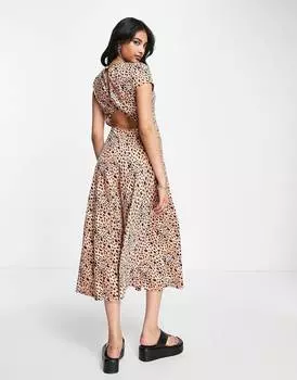Платье-футболка миди с леопардовым принтом ASOS DESIGN