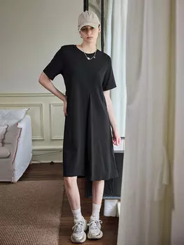 Платье-футболка MSlan с разрезом по бокам, черный