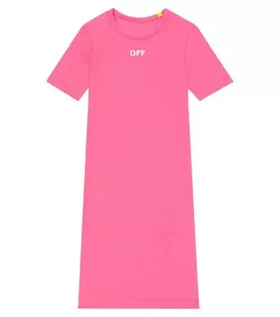 Платье-футболка Off Stamp из смесового хлопка Off-White, белый