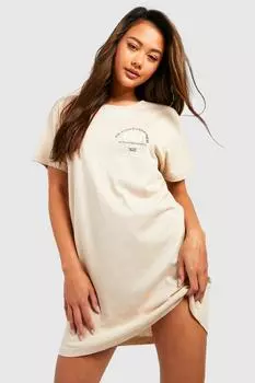 Платье-футболка оверсайз для members club Boohoo, песочный