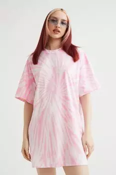Платье-футболка оверсайз H&amp;M, светло-розовый/тай-дай