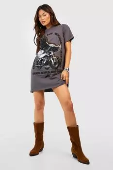 Платье-футболка оверсайз лос-анджелес Boohoo, угольный