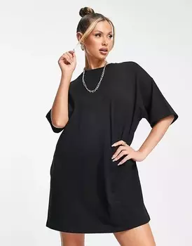 Платье-футболка оверсайз с рисунком на спине ASOS Weekend Collective, черный
