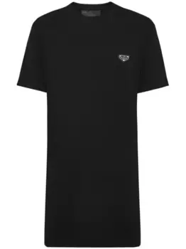 Платье-футболка Philipp Plein mini Iconic с круглым вырезом, черный