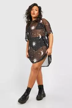 Платье-футболка plus sun & moon Boohoo, черный