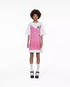 Платье-футболка с эффектом trompe L'Oeil Marc Jacobs, цвет White/Bow Pink