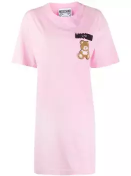 Платье-футболка с аппликацией из тюля Moschino, розовый