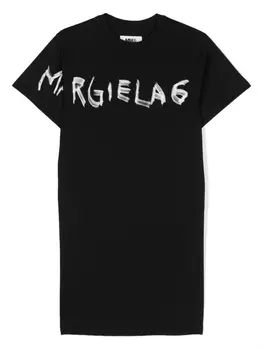 Платье-футболка с графичным логотипом MM6 Maison Margiela Kids, черный