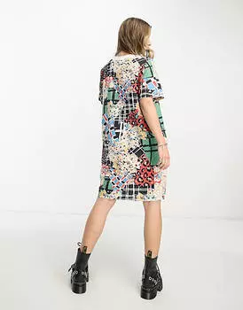 Платье-футболка с контрастными вставками и графическим принтом ASOS MADE IN KENYA