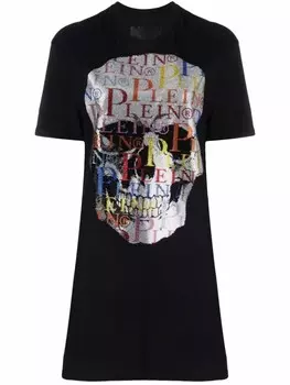 Платье-футболка с кристаллами Philipp Plein, черный