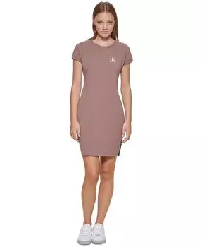 Платье-футболка с логотипом Calvin Klein Jeans, коричневый/бежевый