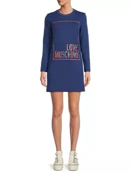Платье-футболка с логотипом и графическим рисунком Love Moschino, синий