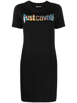 Платье-футболка с логотипом Just Cavalli, черный