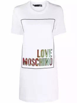 Платье-футболка с логотипом Love Moschino, белый