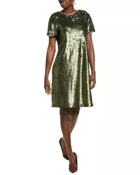 Платье-футболка с пайетками Anne Klein, зеленый