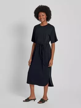 Платье-футболка с поясом-завязкой Esprit, черный