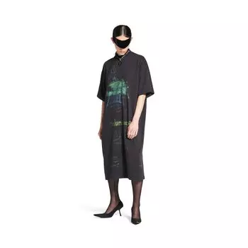 Платье-футболка с принтом своими руками BALENCIAGA, черный