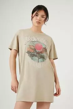 Платье-футболка с рисунком Joshua Tree Forever 21, коричневый