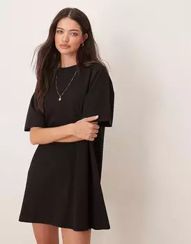 Платье-футболка свободного кроя ASOS DESIGN с закрепкой сзади, черное