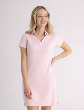 Платье-футболка U.S. Polo Assn Split Neck Gingham Collar, розовый