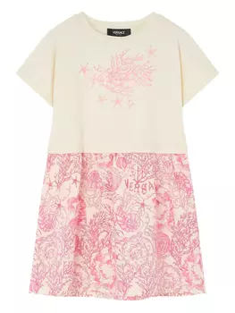 Платье-футболка Versace Kids Underwater Barocco, нейтральный