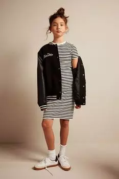 Платье-Футболка в рубчик H&M, белый