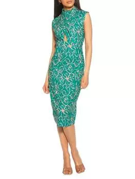 Платье-футляр Alexia Admor Elouise с драпировкой, сине-зеленый