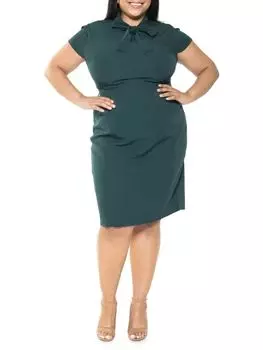 Платье-футляр Alexia Admor плюс с шарфом, темно-зеленый