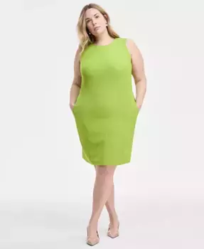 Платье-футляр без рукавов с декоративными швами больших размеров Kasper, зеленый