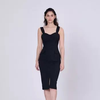 Платье-Футляр без рукавов с мини-точечным узором Smart And Joy, черный