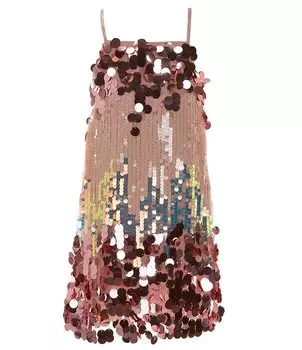 Платье-футляр без рукавов с пайетками и розами для больших девочек 7–16 лет Poppies and Roses, розовый