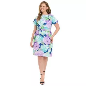 Платье-футляр больших размеров с завязками по бокам London Times, цвет navy peri