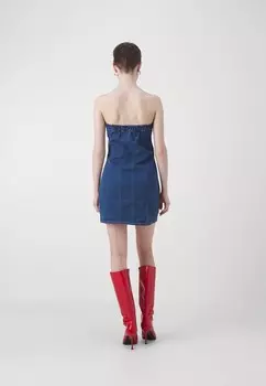 Платье-футляр BUTTON BANDEAU DRESS Denim Project, синий деним